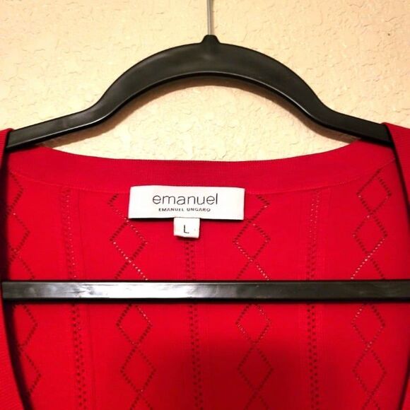Emanuel Ungaro Womens Cardigan Red L Sweater Silk Blend - Picture 3 of 7
